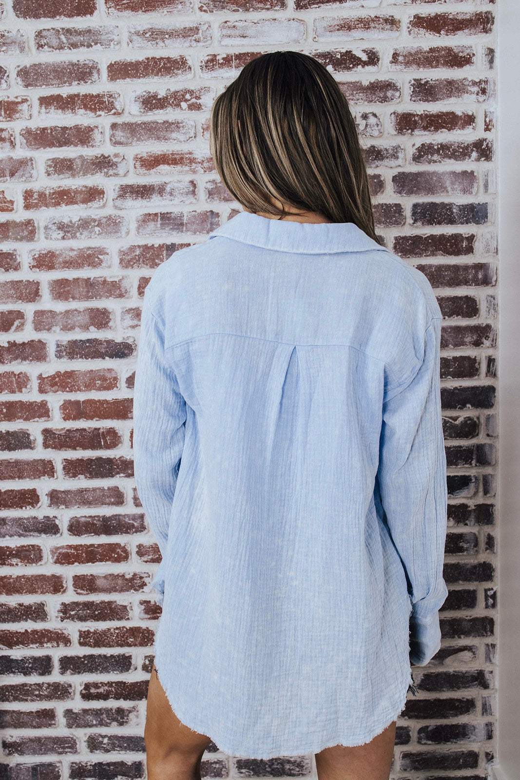 Tattered Charm Washed Button Down Shirt - FINAL SALE