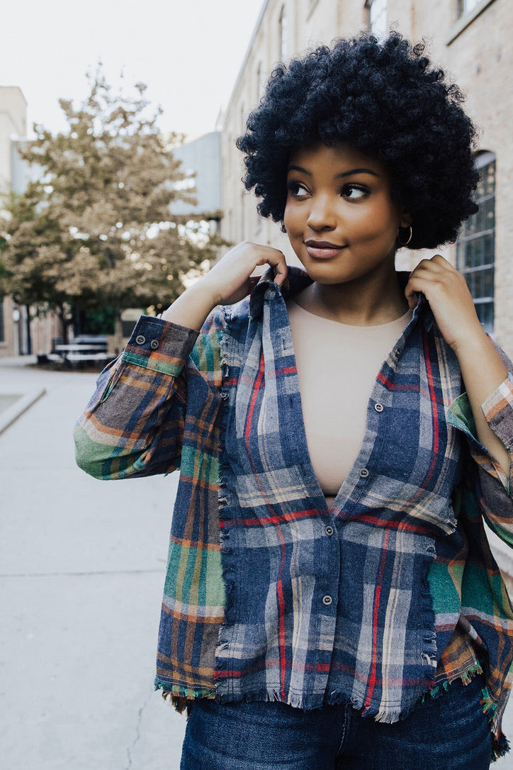 Elaina Distressed Flannel - FINAL SALE