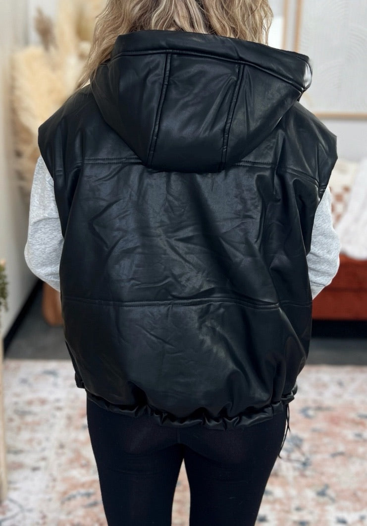 Houdini Hooded Pleather Vest Lux Collection - FINAL SALE