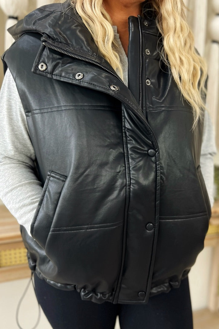 Houdini Hooded Pleather Vest Lux Collection - FINAL SALE