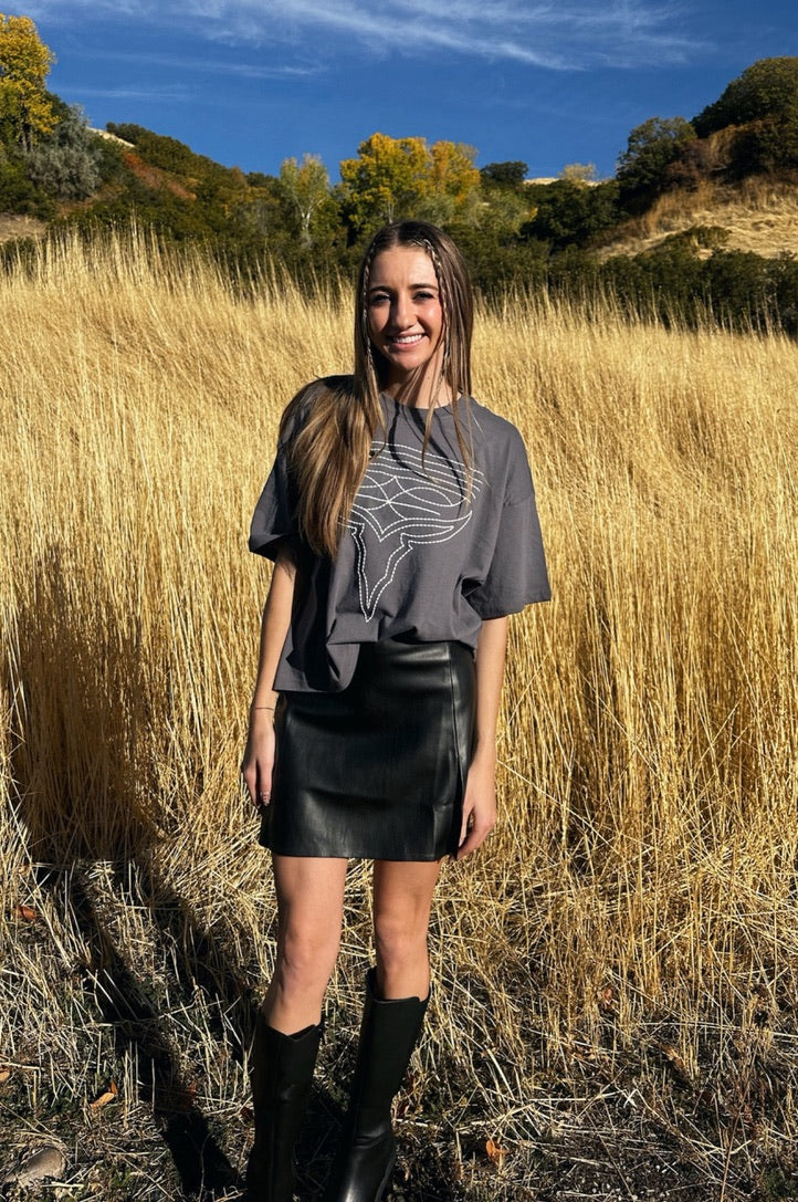 Longhorn Stitch Crop Tee - FINAL SALE