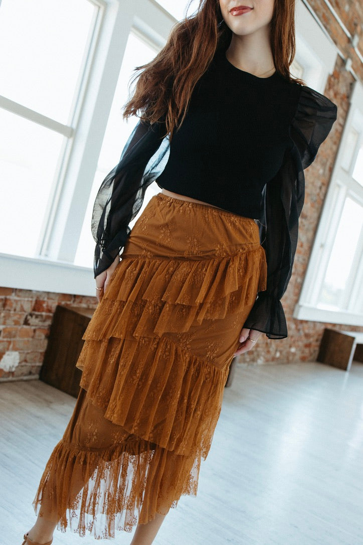 Gingerbread Lace Tiered Skirt - FINAL SALE
