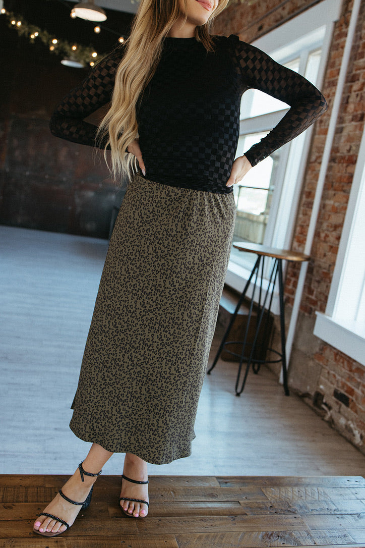 Toasted Leopard Midi Skirt - FINAL SALE