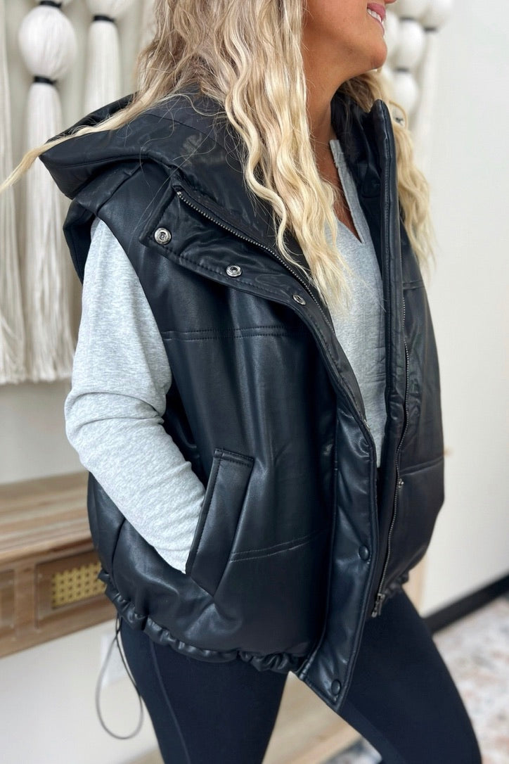 Houdini Hooded Pleather Vest Lux Collection - FINAL SALE