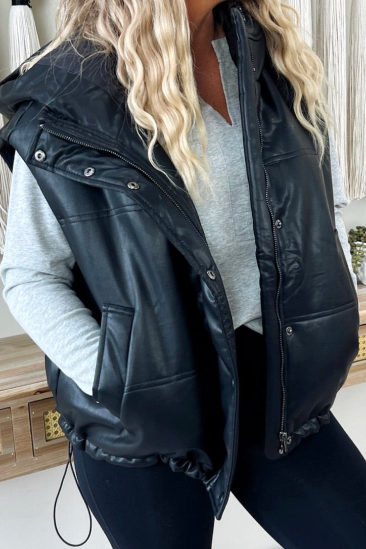 Houdini Hooded Pleather Vest Lux Collection - FINAL SALE