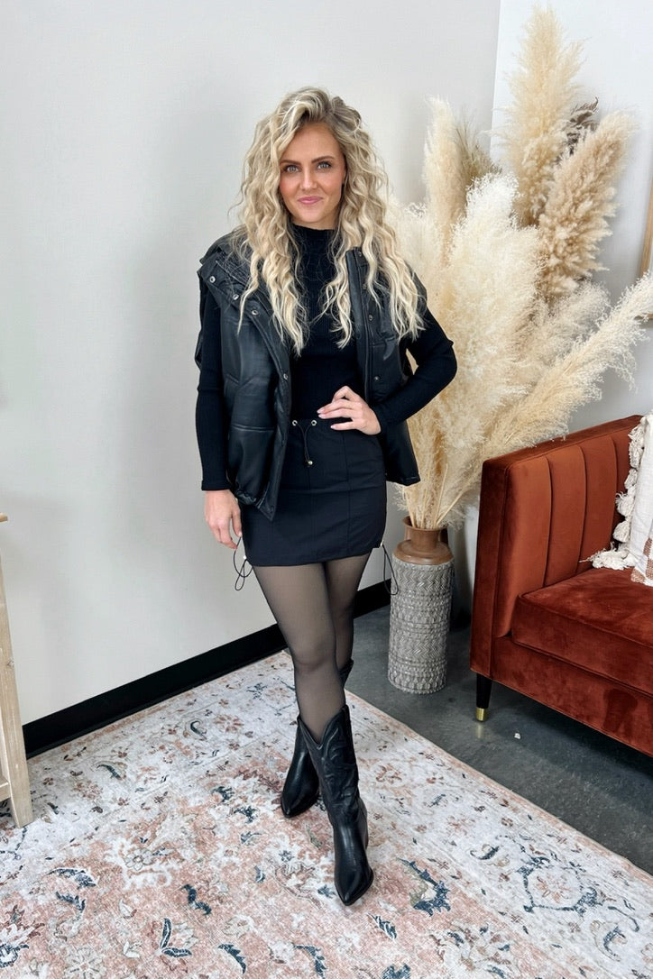 Houdini Hooded Pleather Vest Lux Collection - FINAL SALE