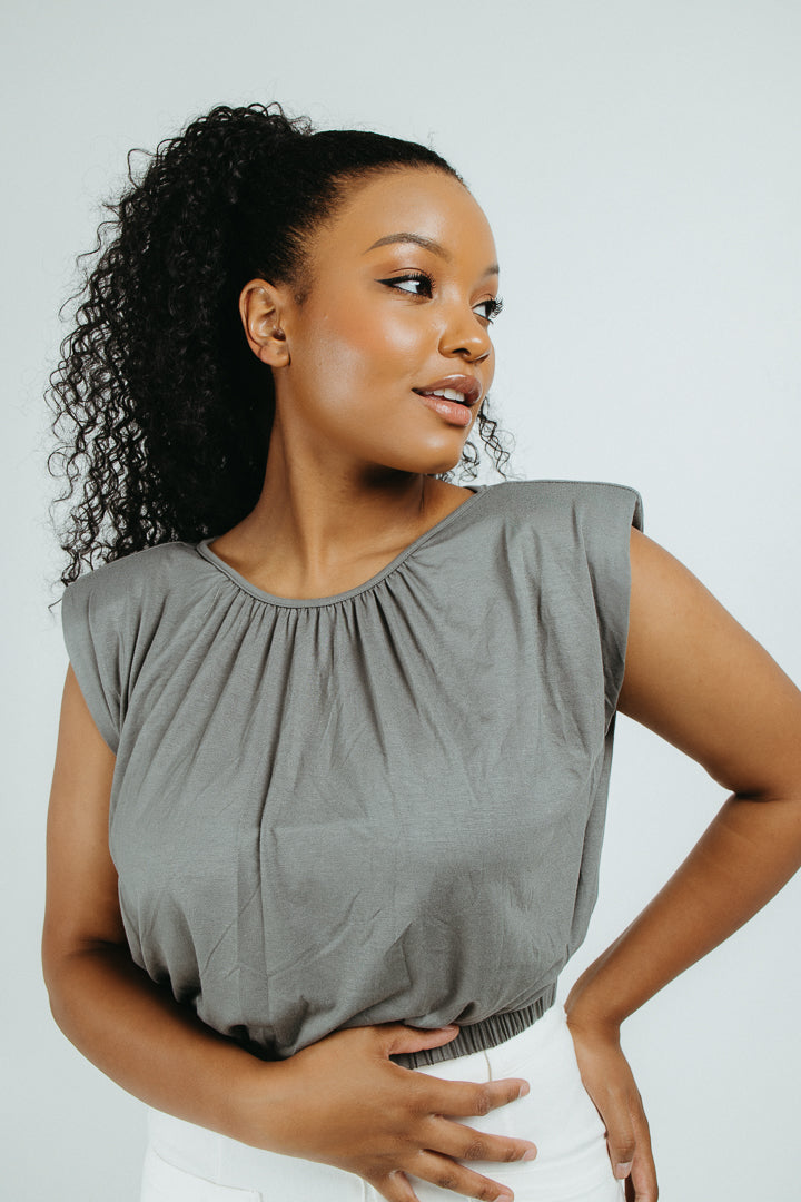 Dahlia Cropped Shoulder Pad Top - FINAL SALE