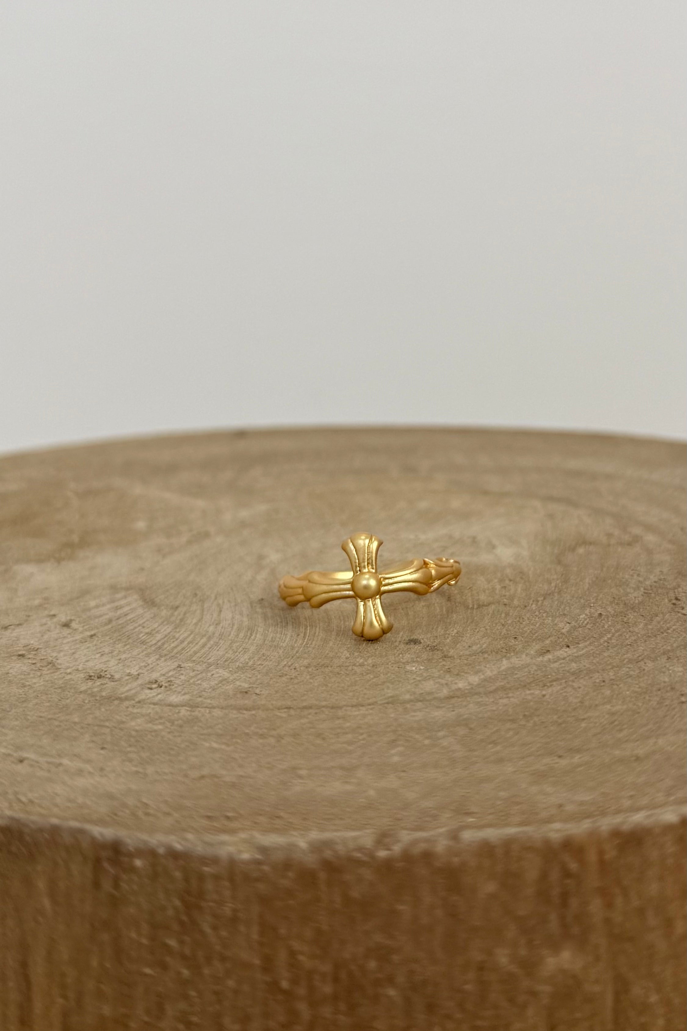 gold vintage adjustable cross ring