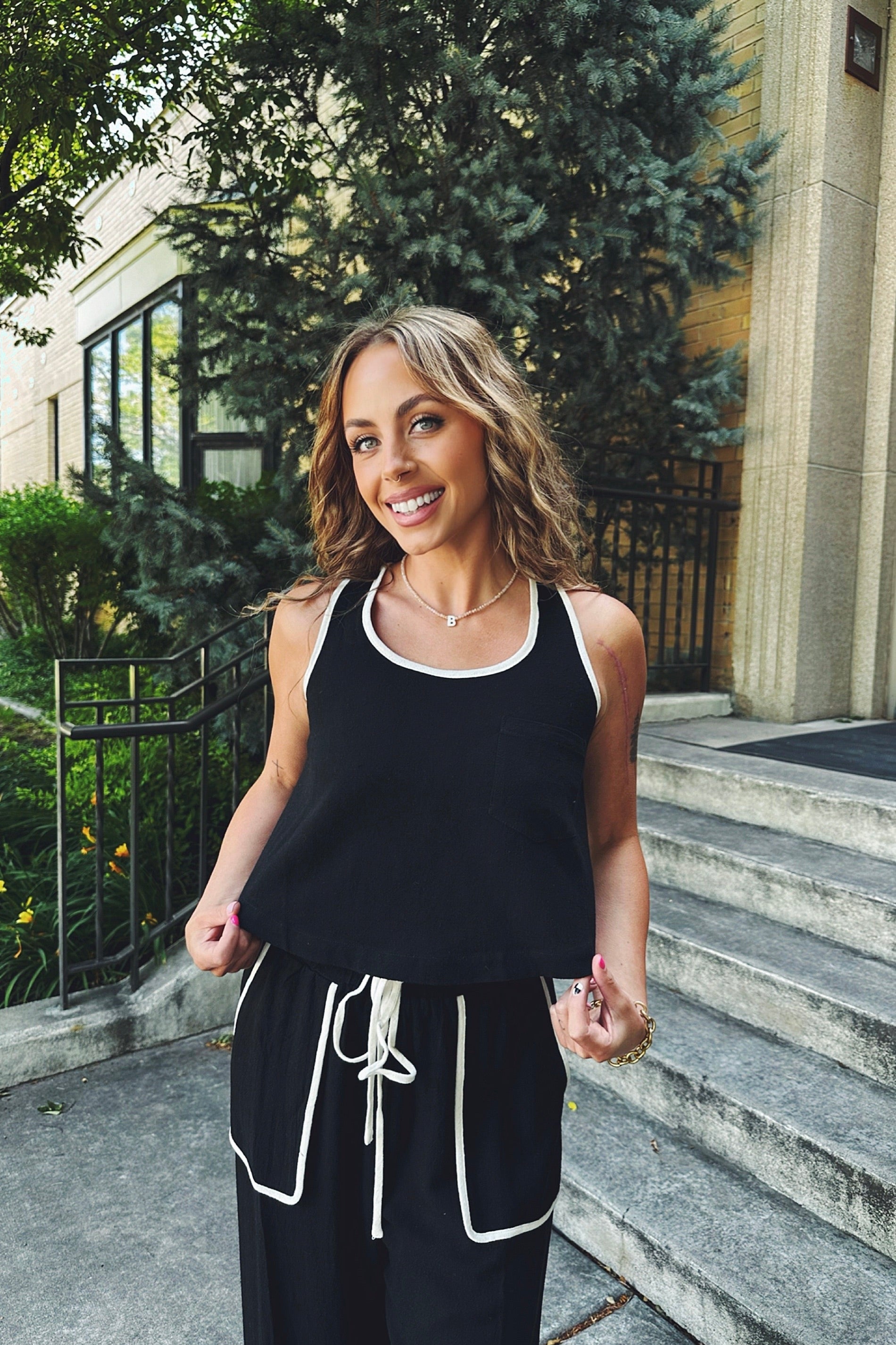 Outlined Linen Top