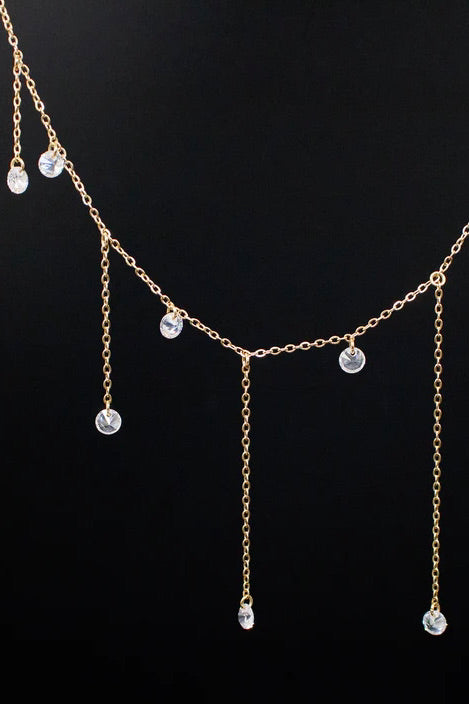 Golden Cascade Gem Necklace