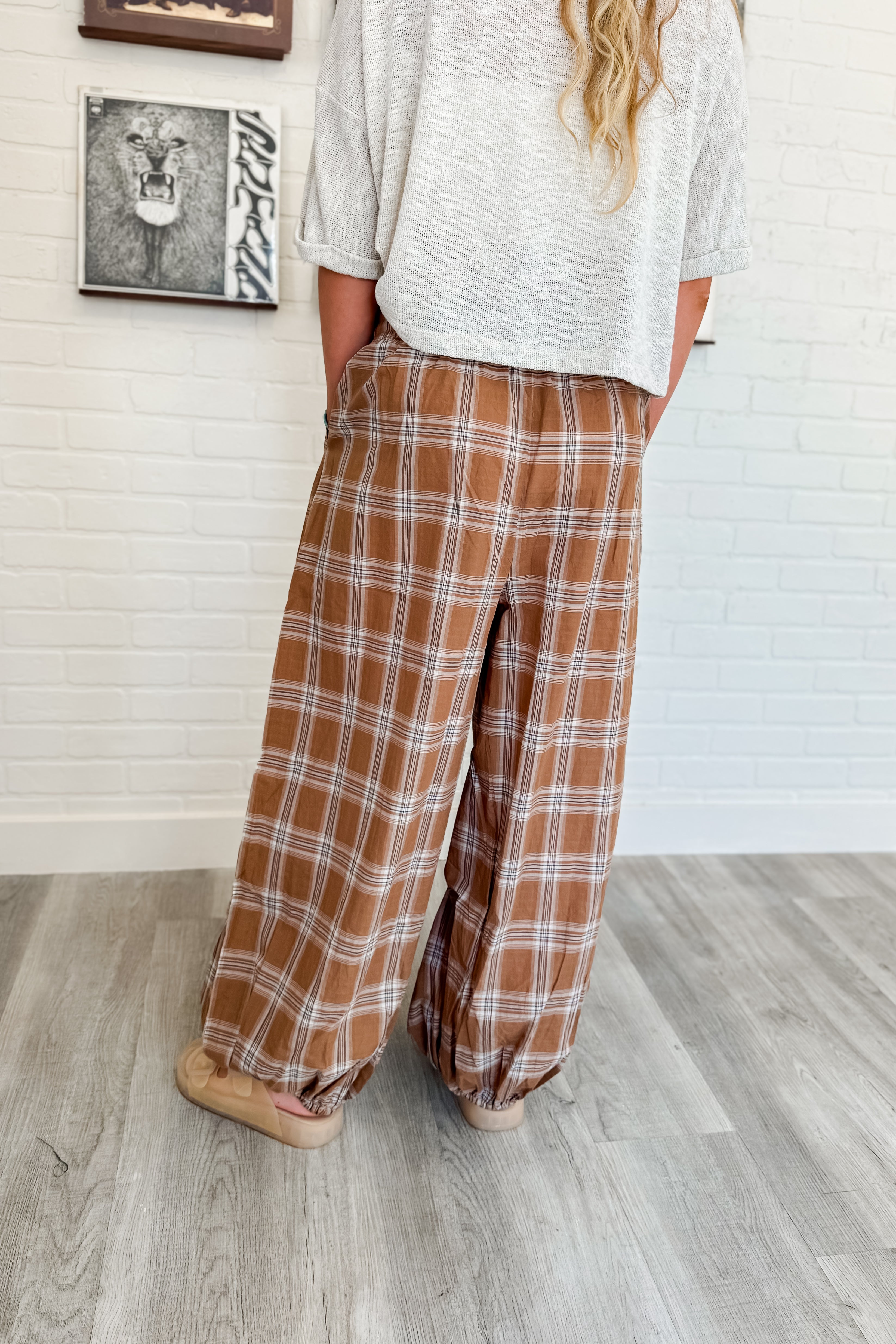 Here For It Plaid Balloon Pants