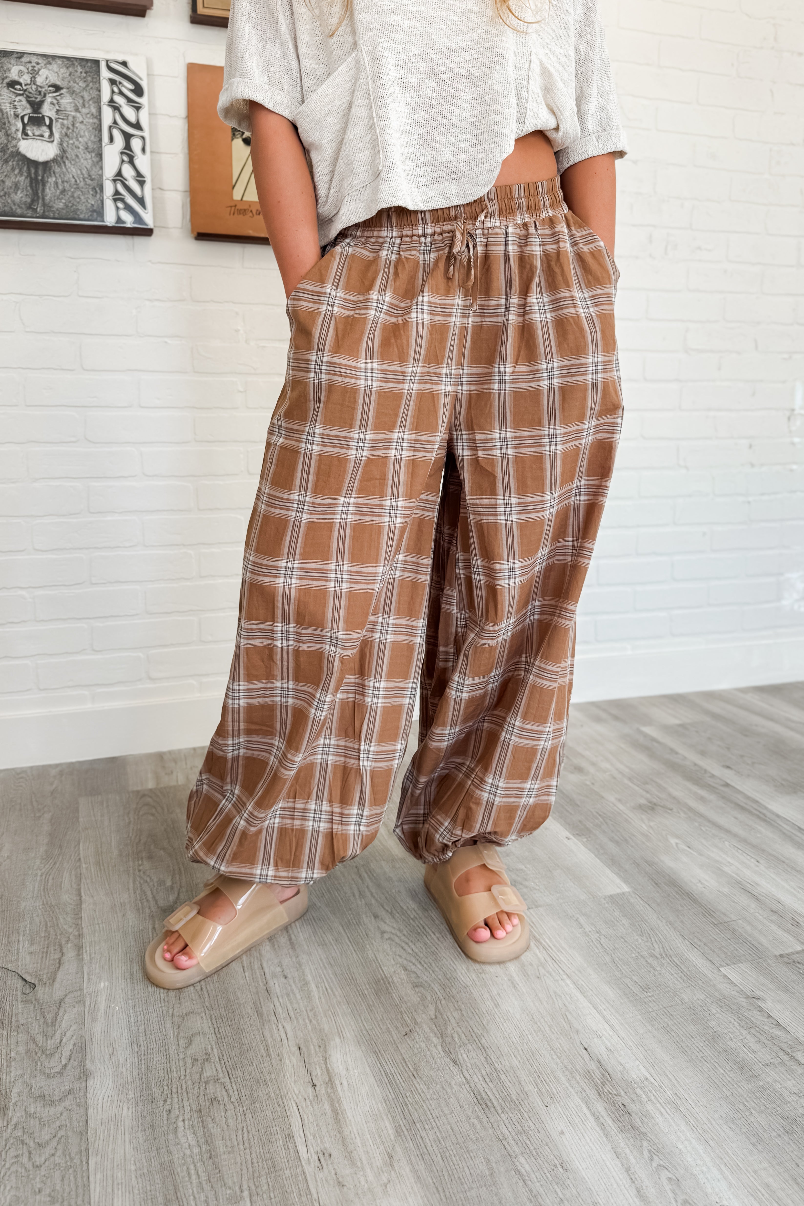 Here For It Plaid Balloon Pants