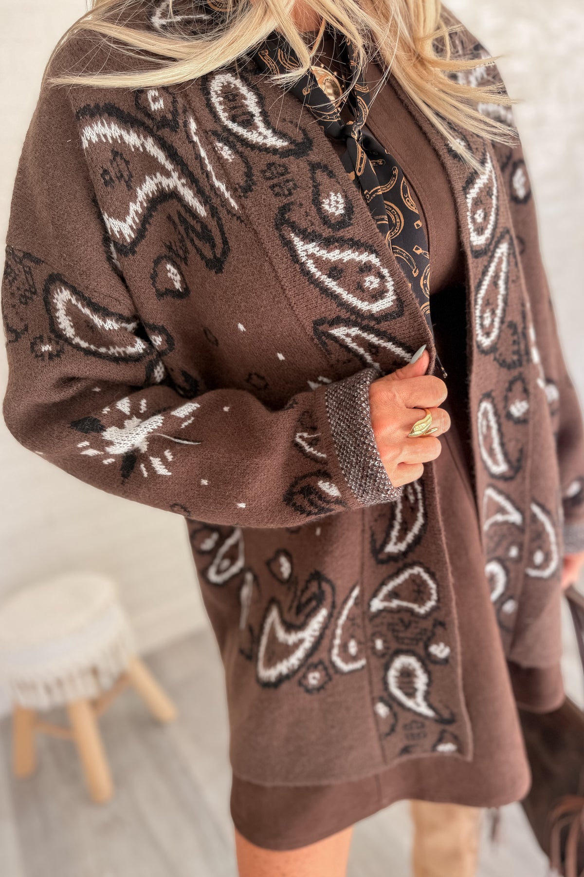 No Turning Back Western Knit Open Front Cardigan