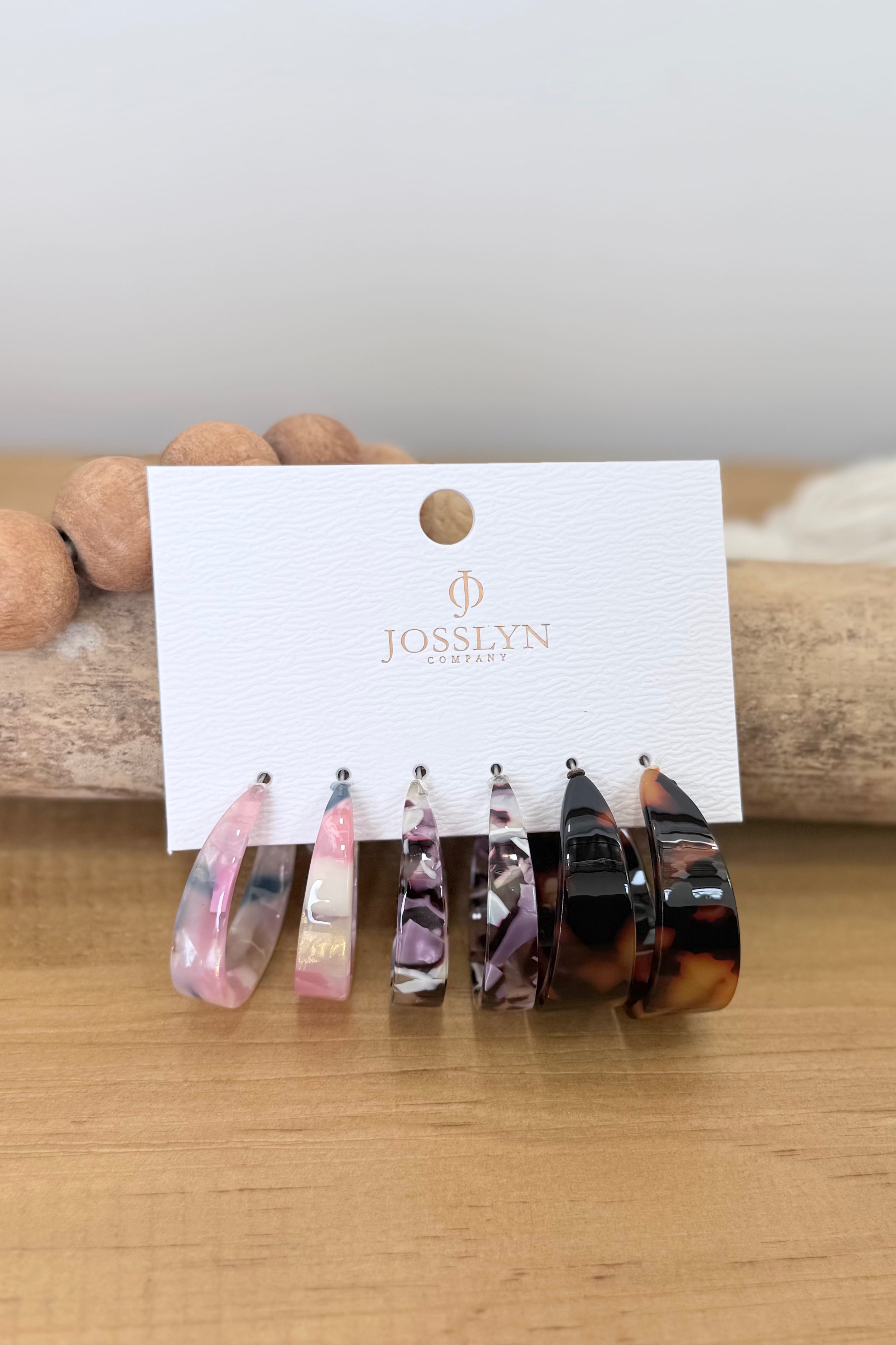 trio earring set with three different colors