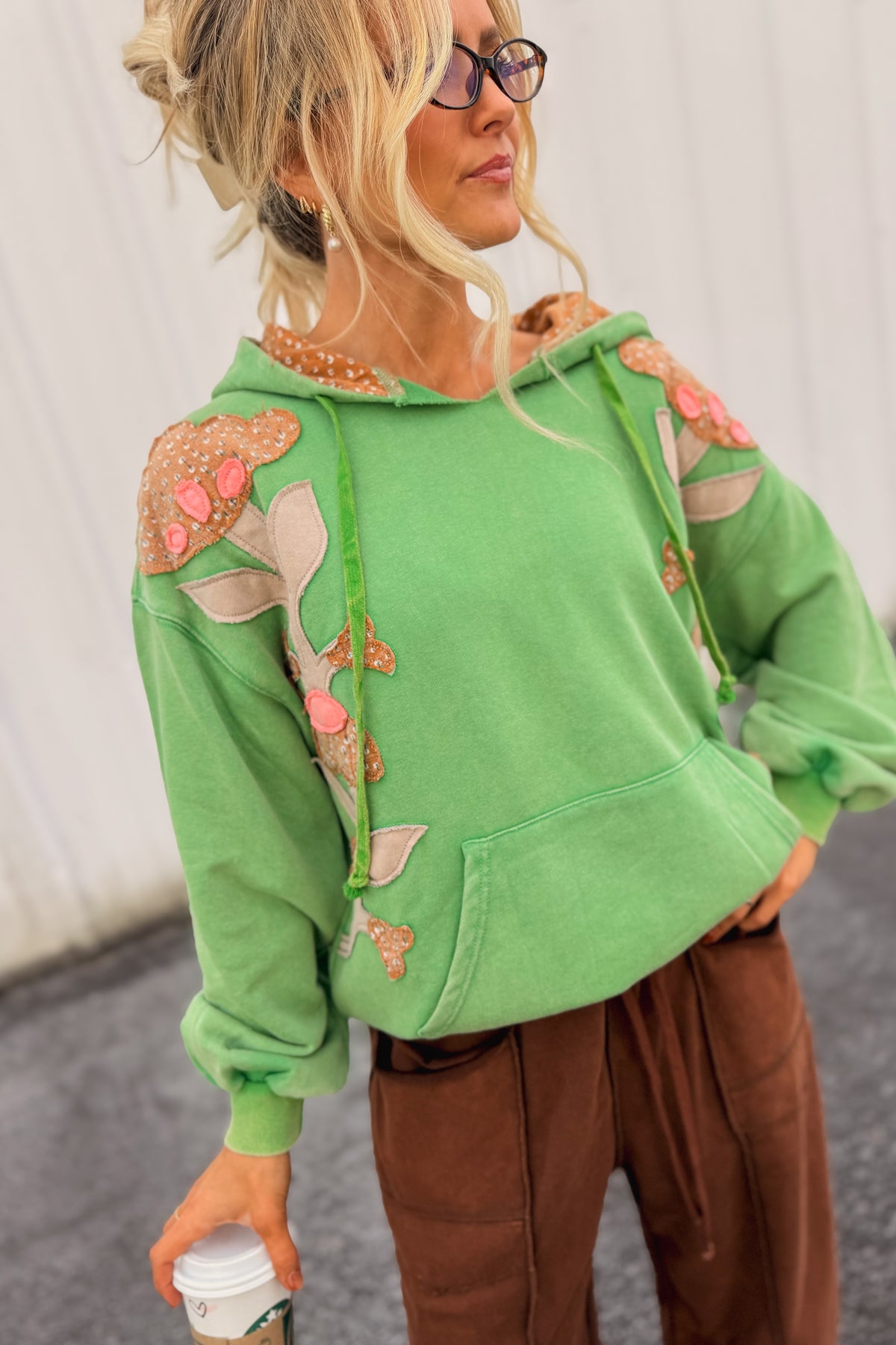 Growing On Me Floral Patch Hoodie