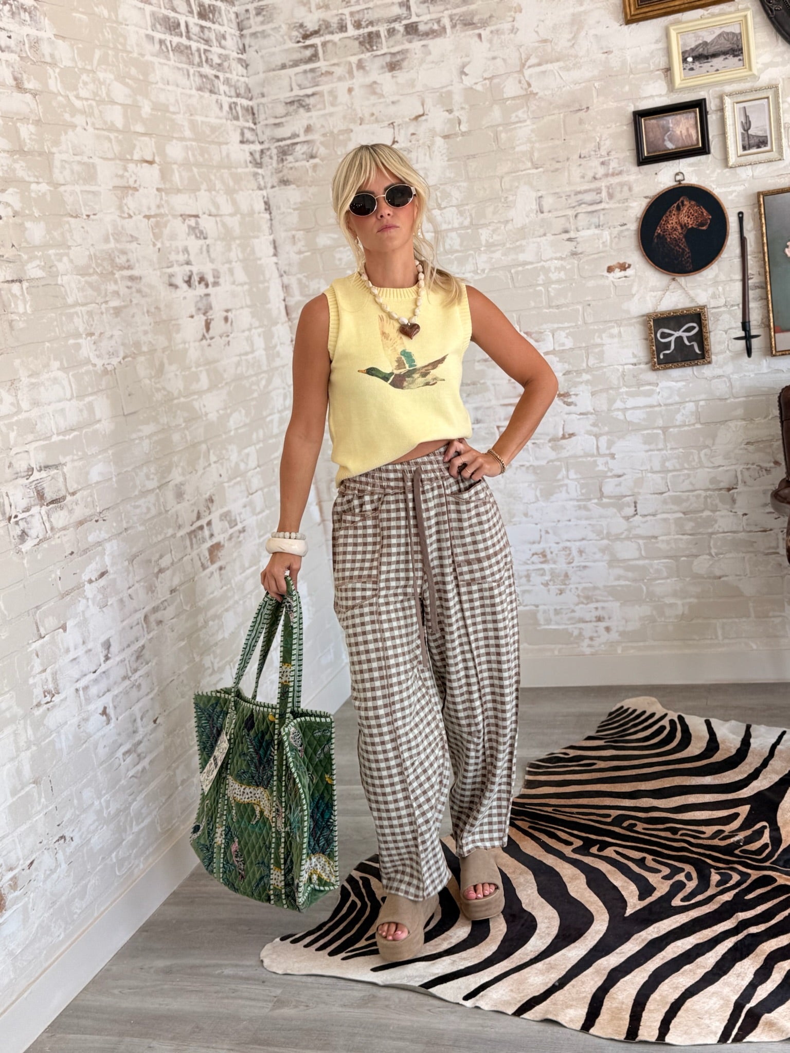 In No Hurry Gingham Drawstring Pants