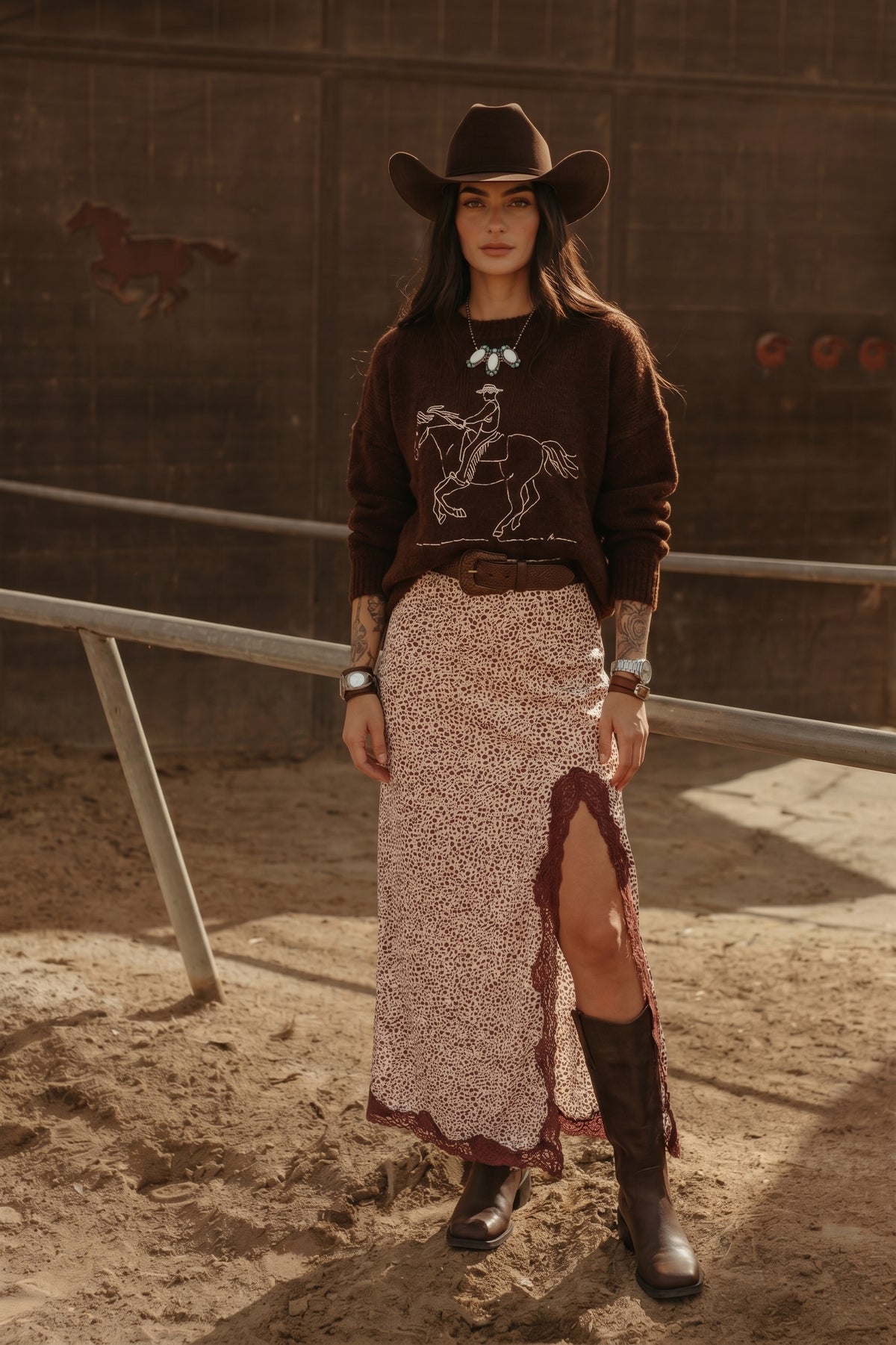 Long Shot Cowgirl Lace Maxi Skirt