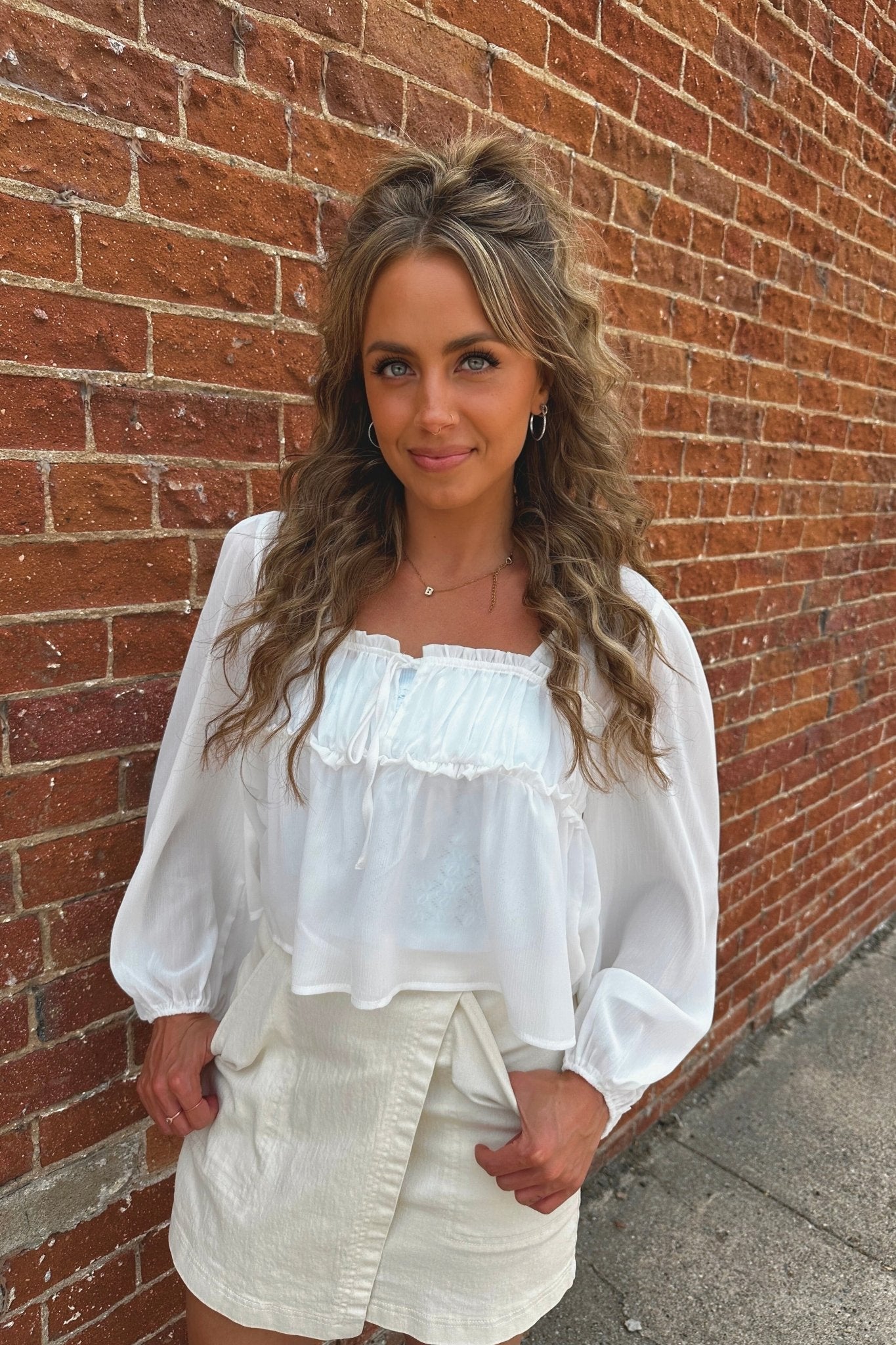 Airlight Tie Square Neck Blouse