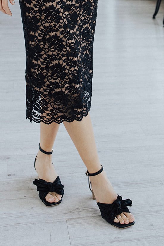 Bridget Pleated Bow Heeled Sandals - FINAL SALE