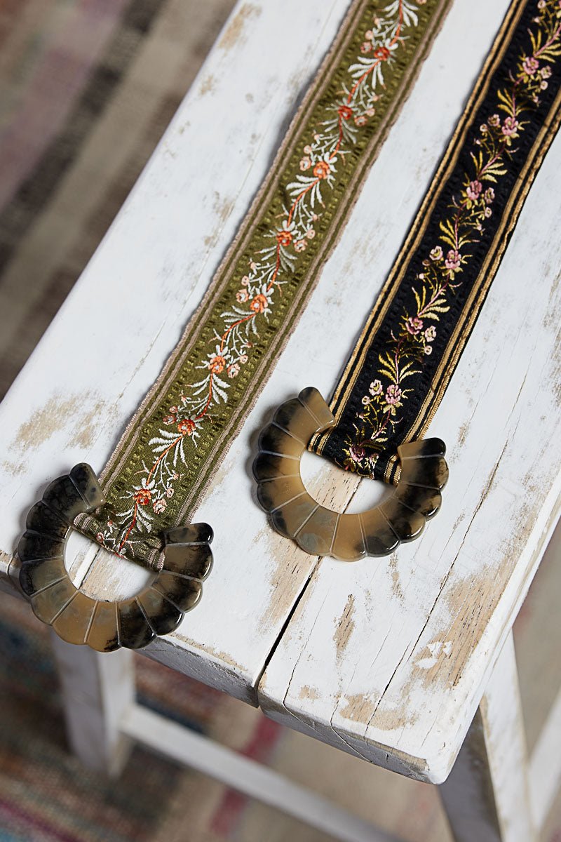 embroired floral belt