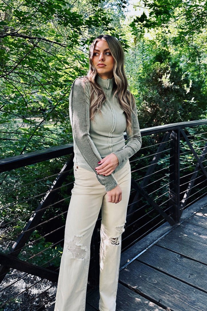 Chill in the air Ribbed Mock Neck Top - FINAL SALE