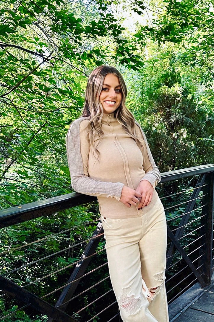 Chill in the air Ribbed Mock Neck Top - FINAL SALE