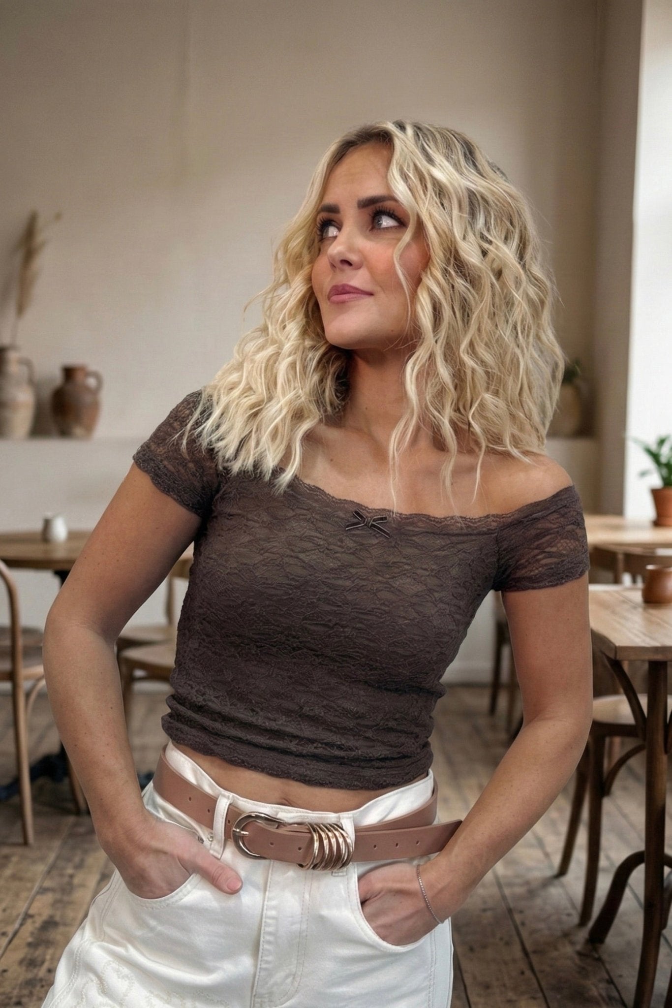 Cream Of The Crop Lace Short Sleeve Top