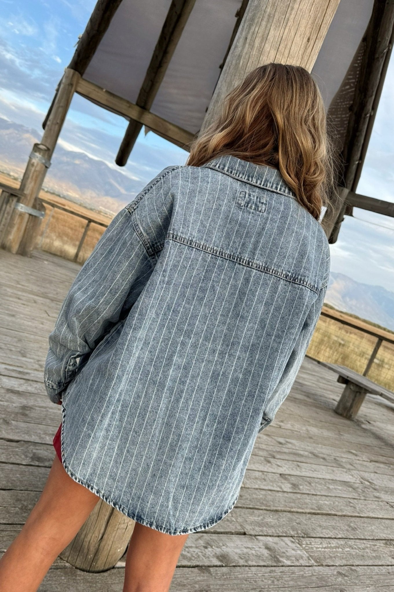 Easy Lines Striped Denim Shacket
