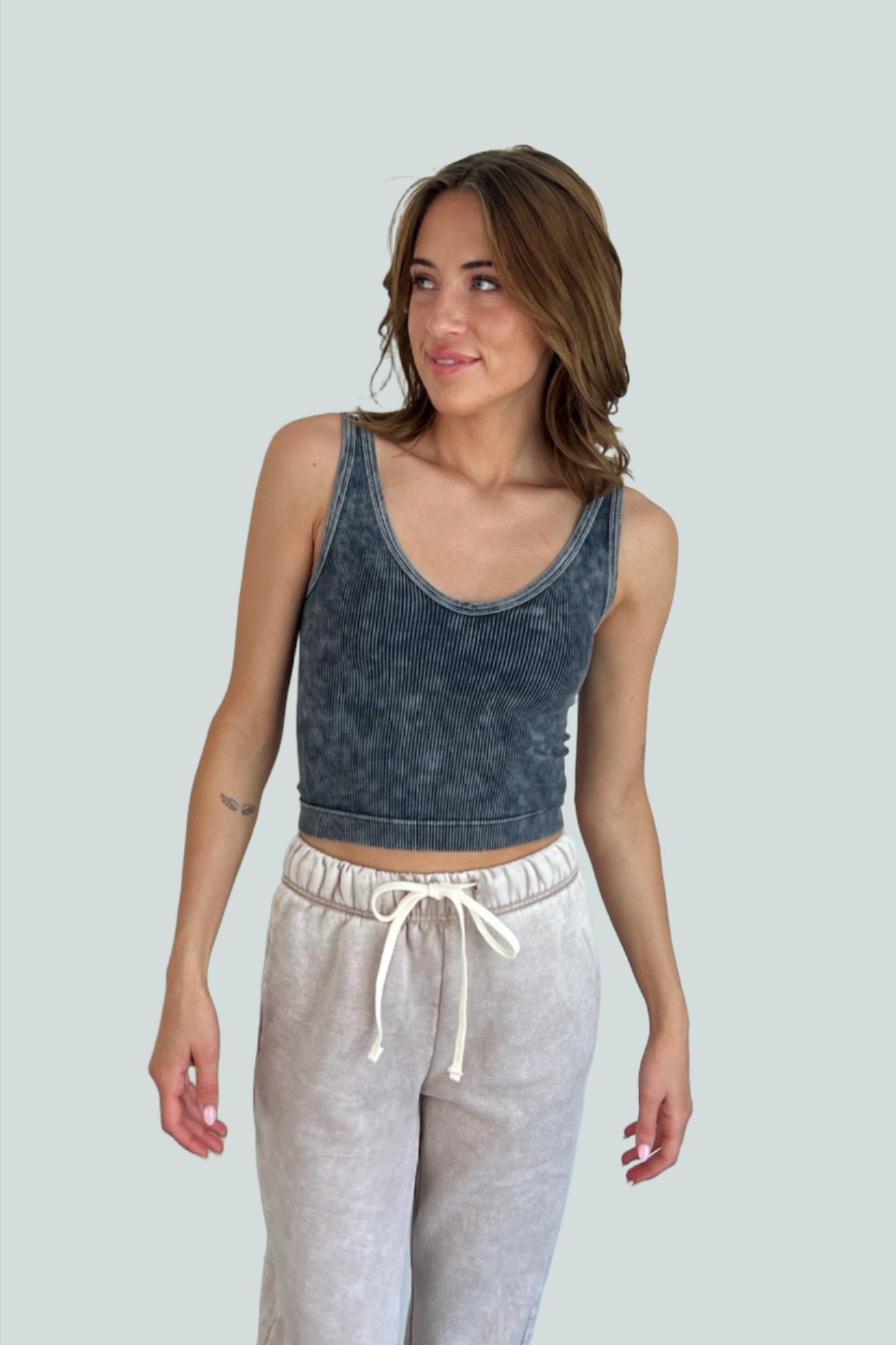Eclipse Ribbed Cropped Tank Top - FINAL SALE