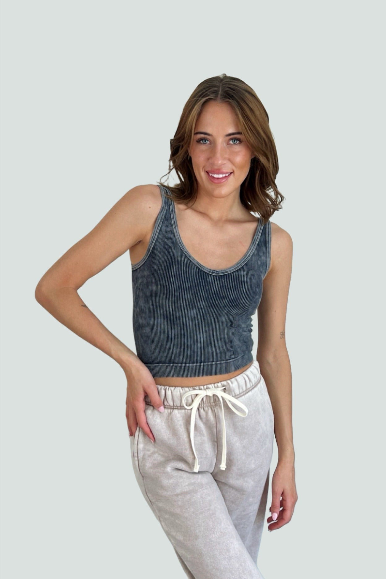 Eclipse Ribbed Cropped Tank Top - FINAL SALE