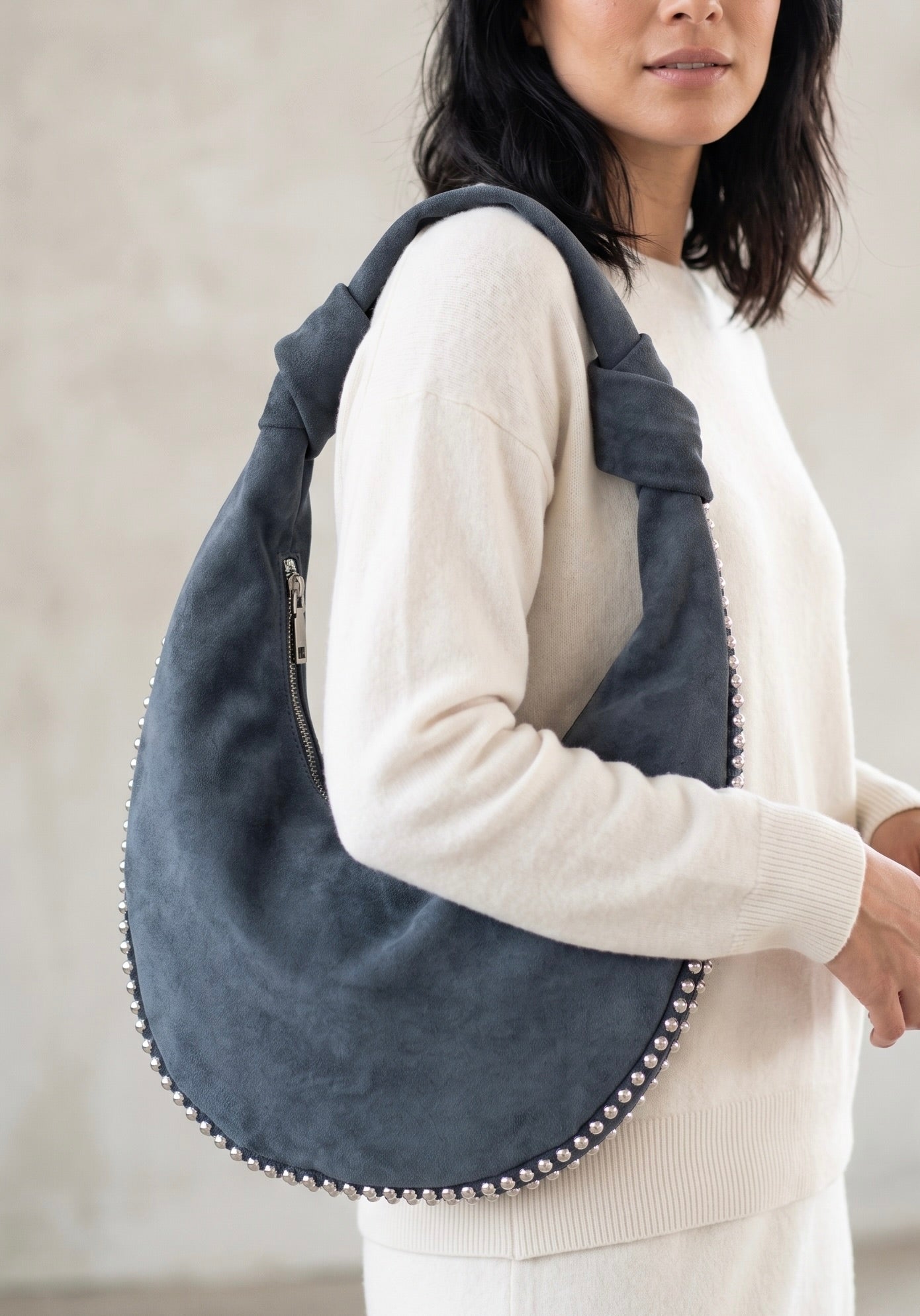 Evening Tide Suede Hobo Bag
