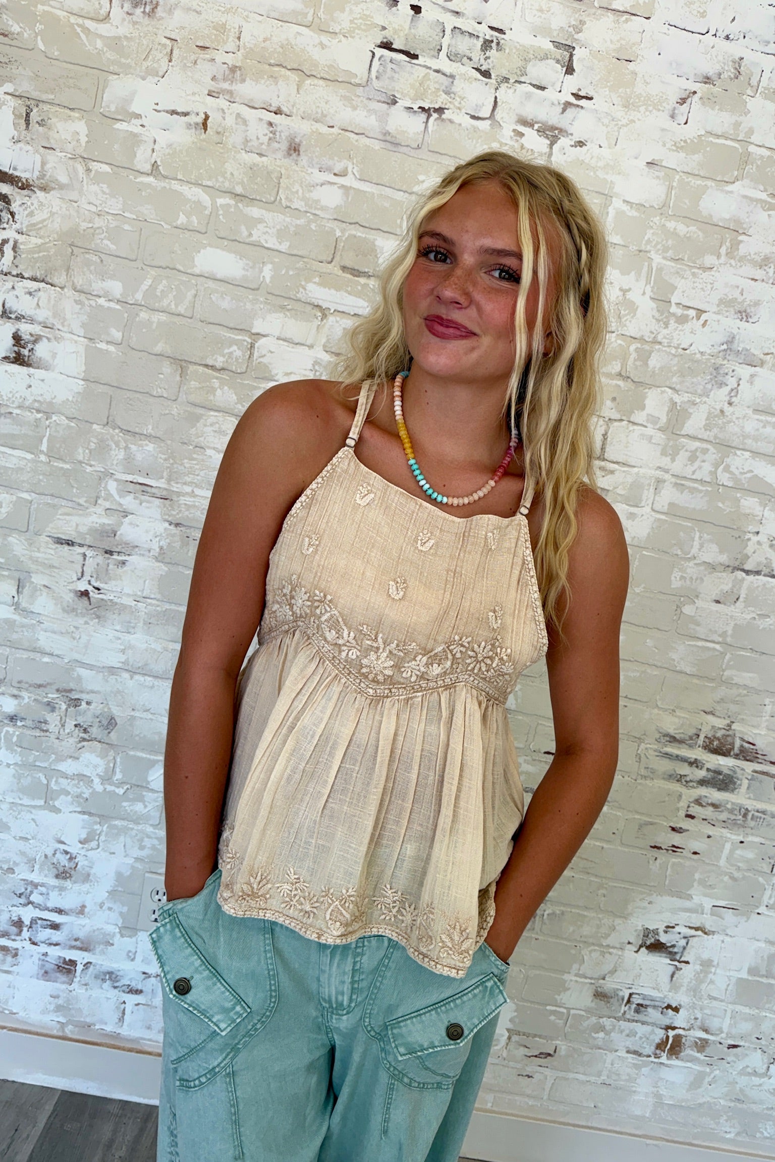 Moss & Honey Woven Tank