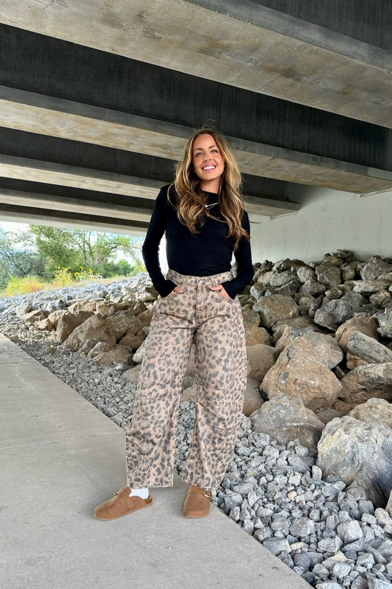 leopard print barrel free people jeans