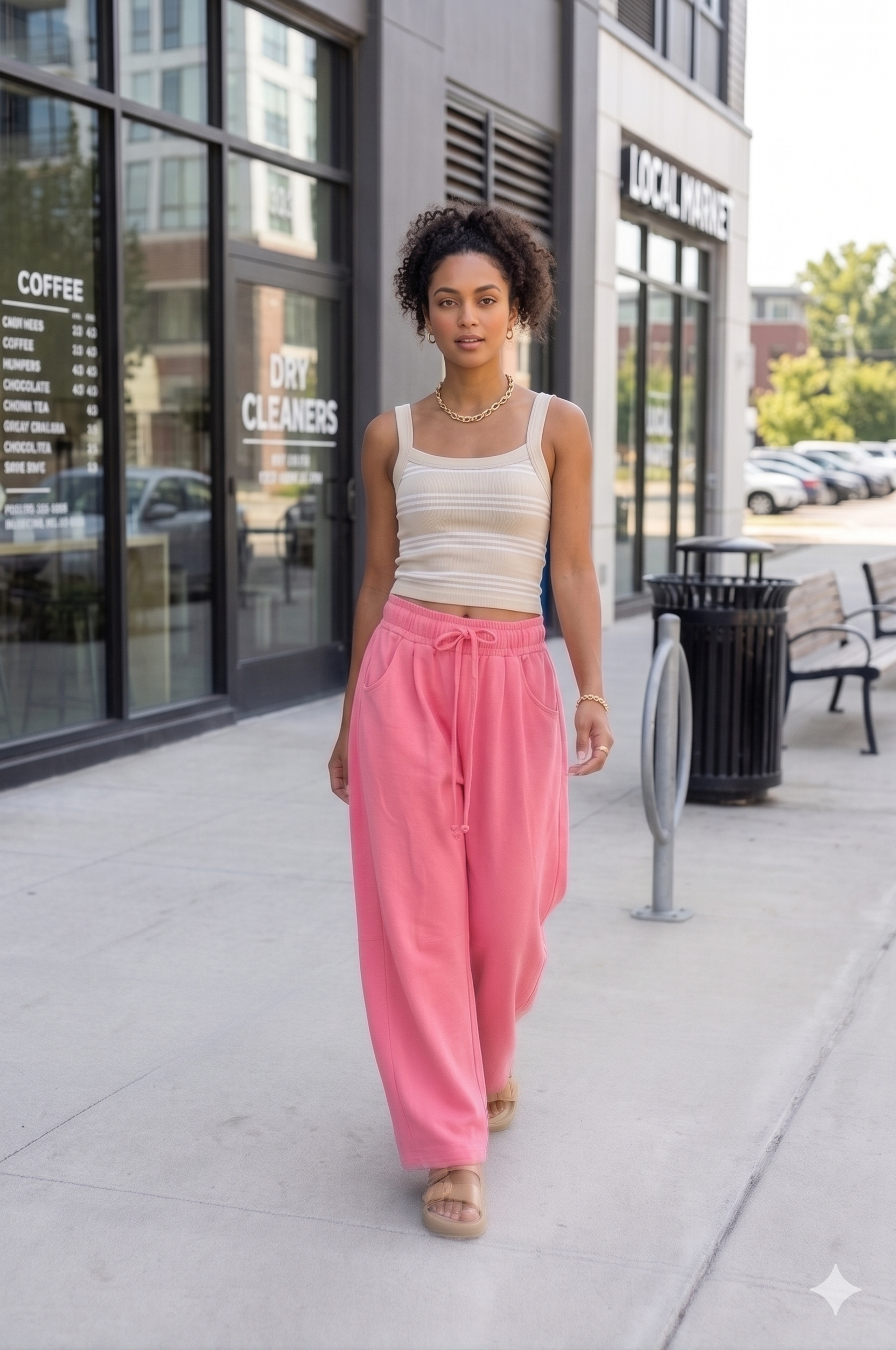 pink wide leg lounge pants, lightweight drawstring pants with elastic waist, relaxed fit for casual summer outfits and travel style pants