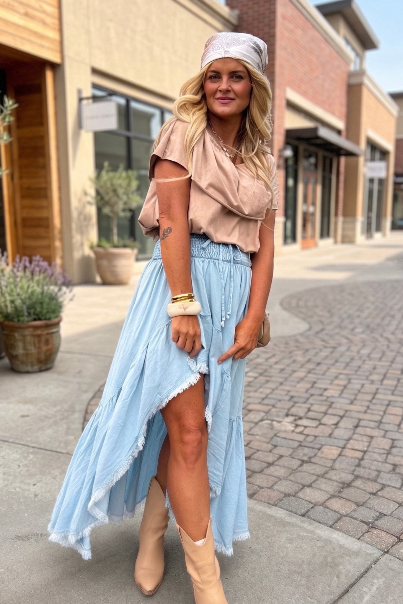 Just Passing Through Denim Maxi Skirt