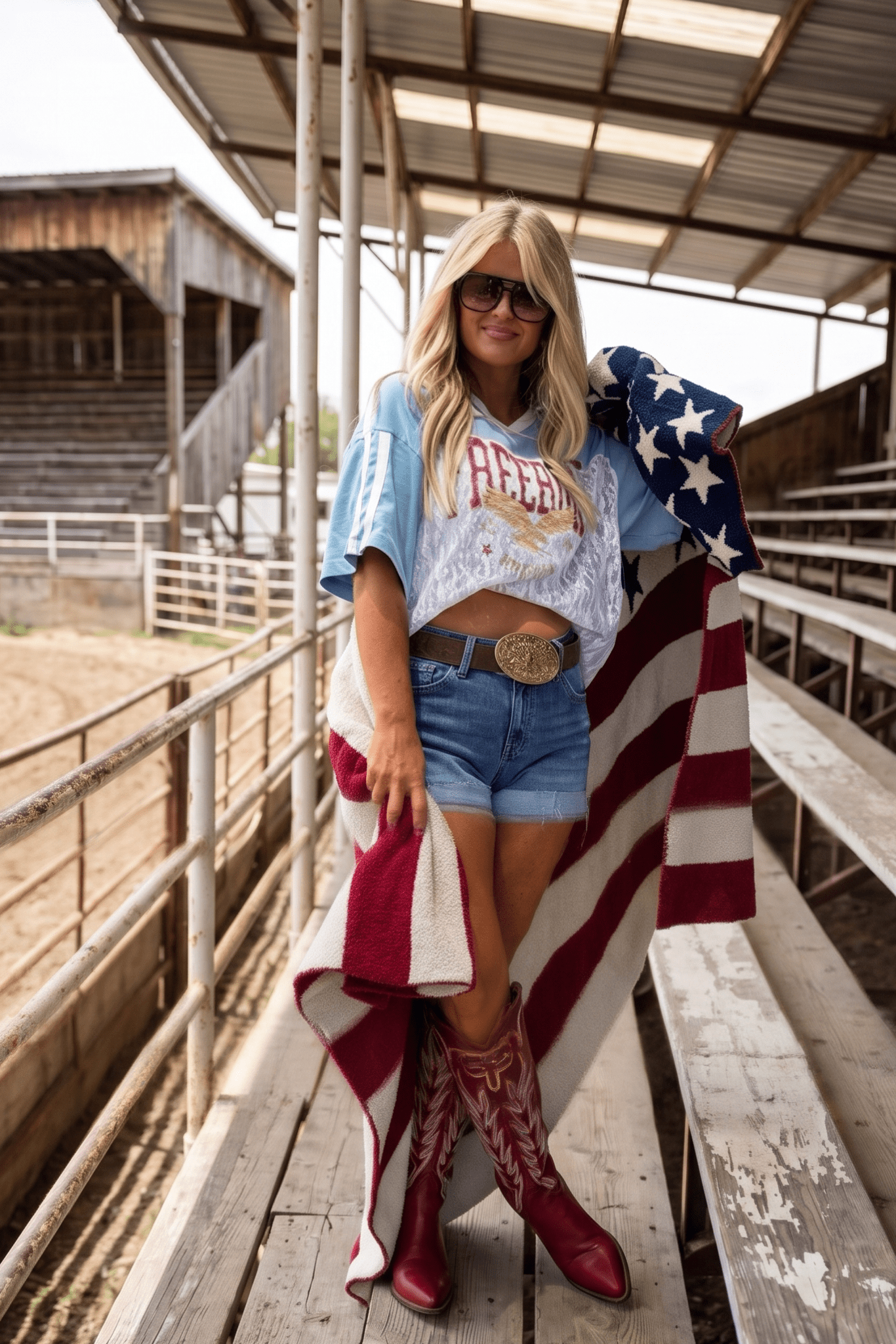 Soft American flag throw blanket featuring a classic stars and stripes design, perfect for Fourth of July celebrations, rodeos, country concerts, lake weekends, camping trips, and Americana-inspired home décor.