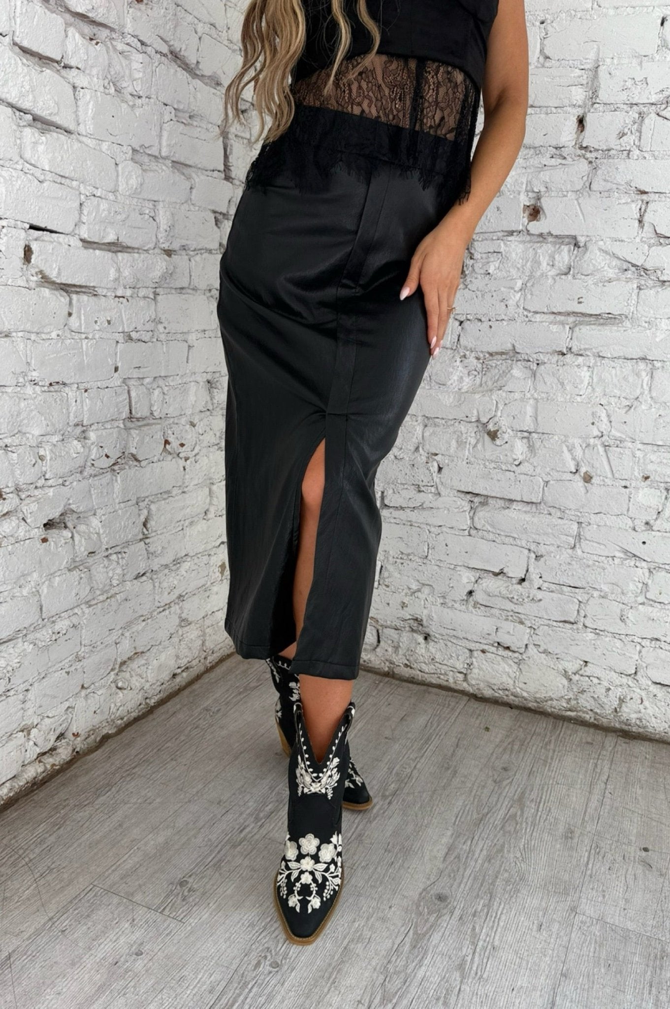 Night Tempo Vegan Leather Skirt