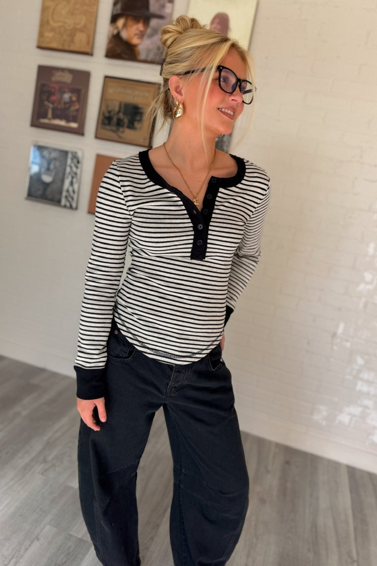 Repeat After Me Striped Henley