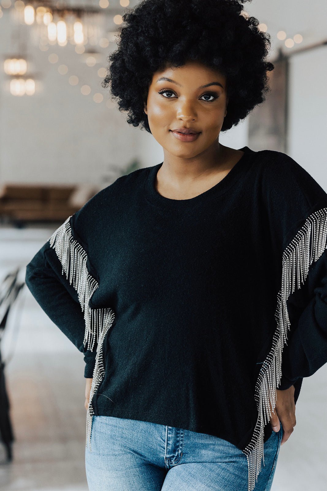 Roxburry Rhinestone Fringe Crop Top - FINAL SALE