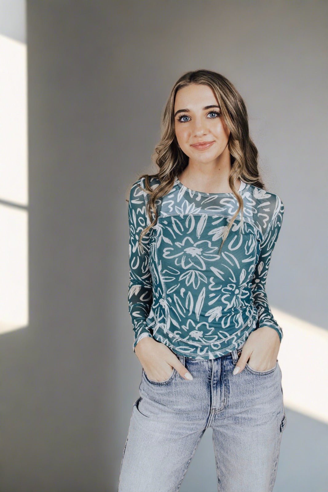 Simon Says Floral Mesh Top