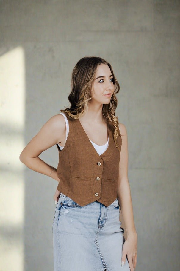 Texas Hold 'Em Button Down Vest - FINAL SALE