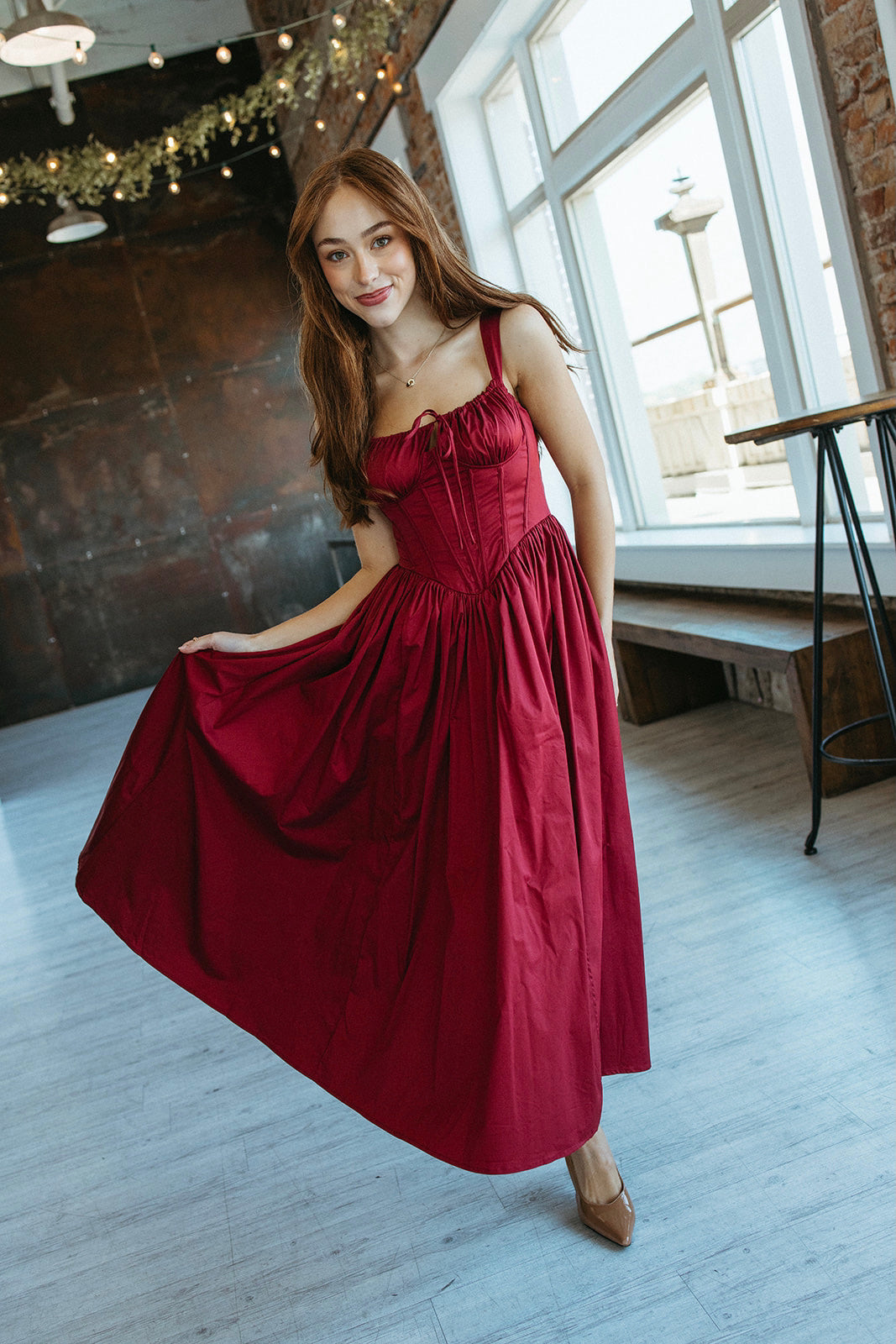 Merlot Mistletoe Corset Dress