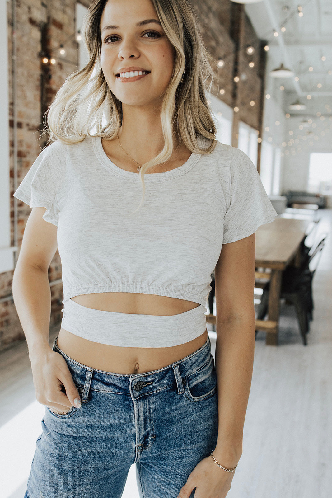 Lincoln Front Cut Crop Top