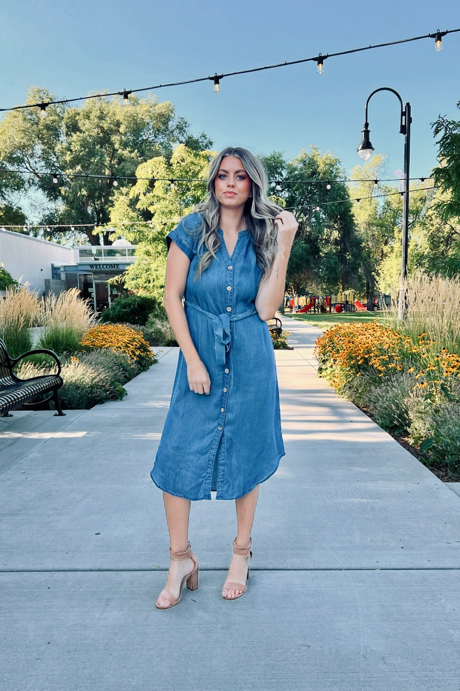 True blue denim dress