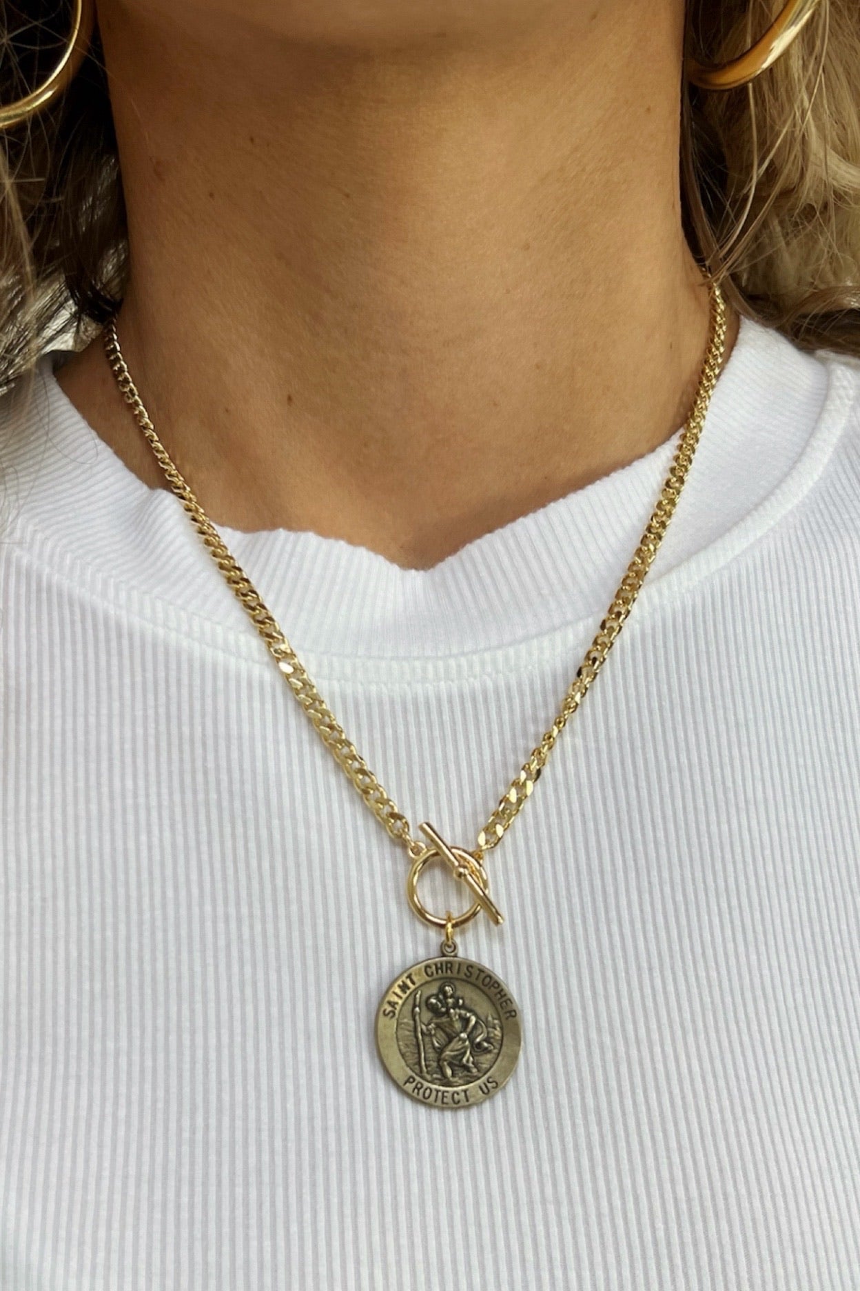 Lula n' Lee Gold Saint Christopher Necklace Lux Collection