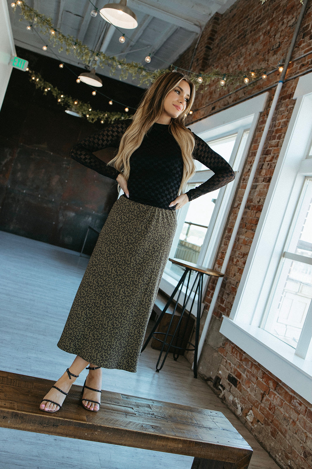 Toasted Leopard Midi Skirt