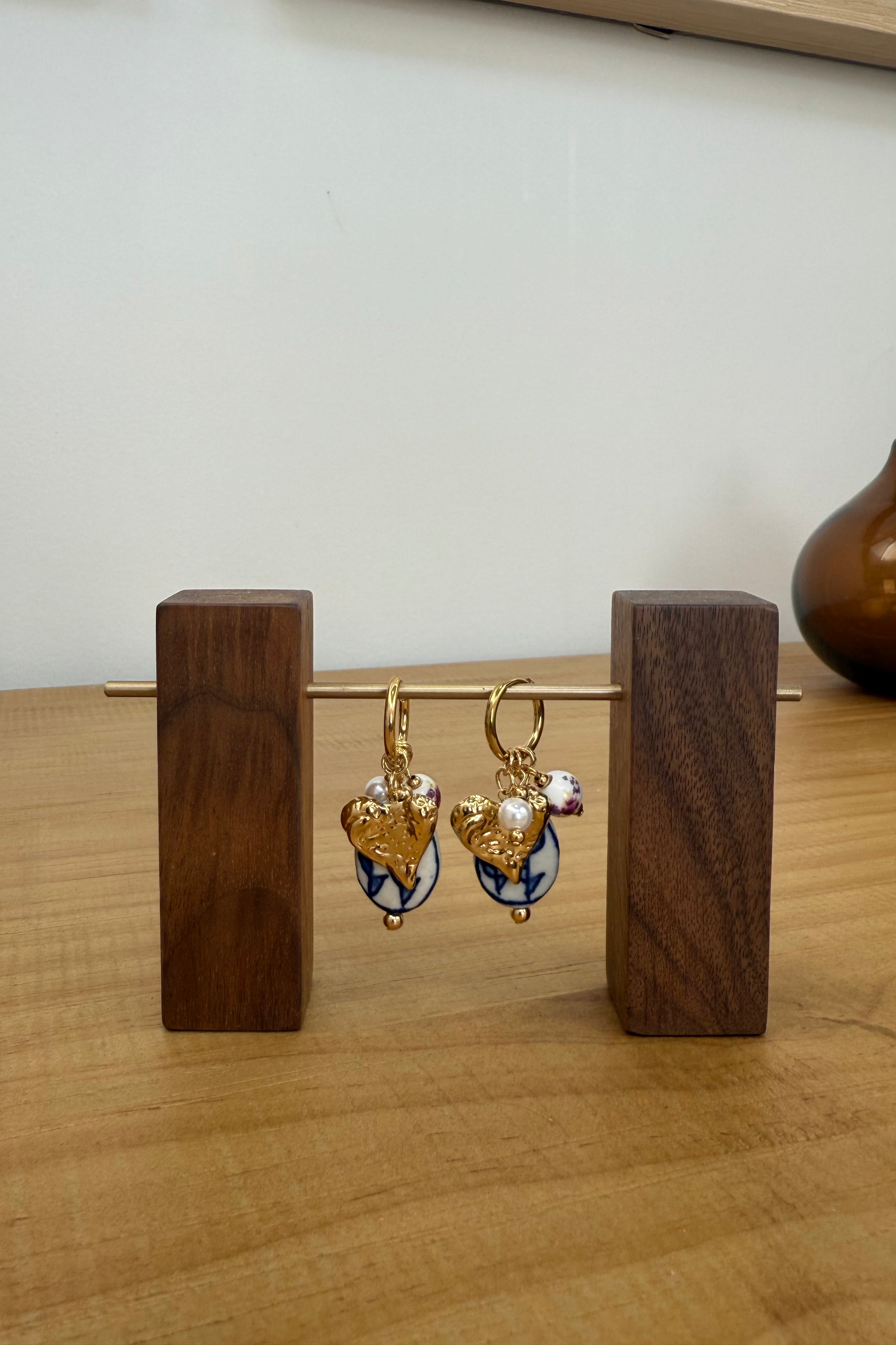 ceramic pearl drop earrings