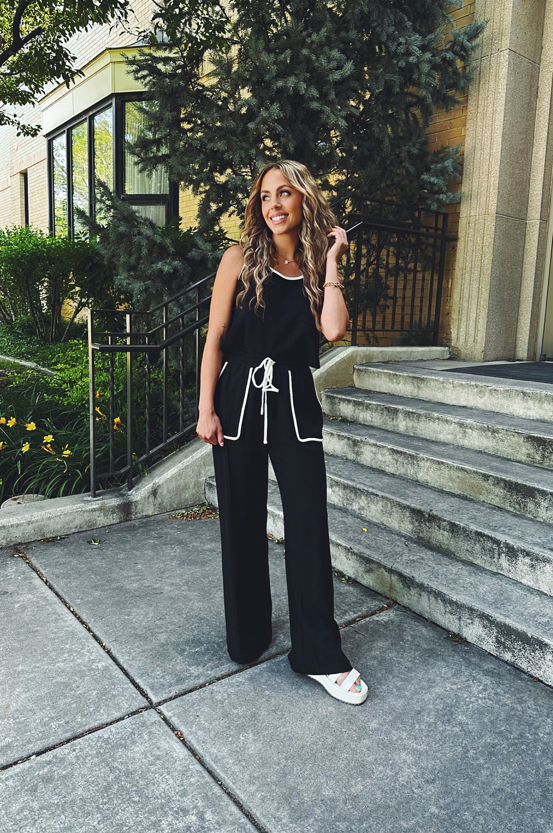 Outlined Linen Pants
