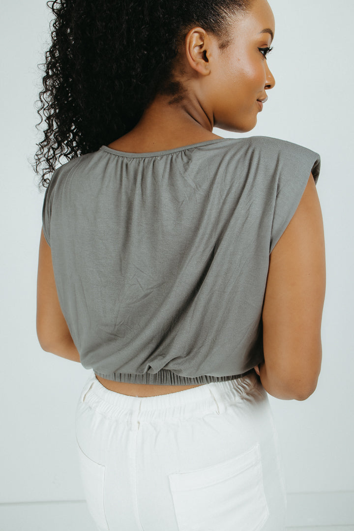 Dahlia Cropped Shoulder Pad Top -  FINAL SALE