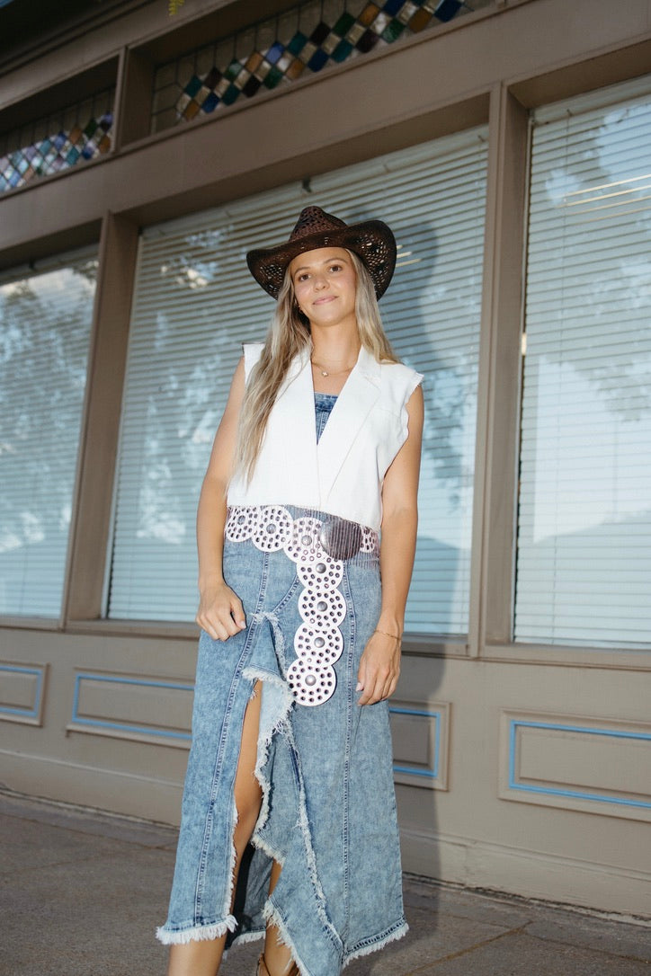 Moody Blues Frayed Denim Dress